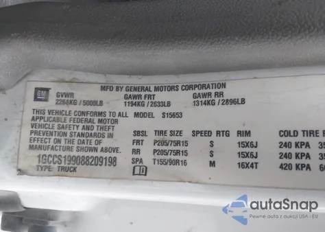 2008 Chevrolet Colorado Work Truck from USA, damaged, VIN 1GCCS199088209198